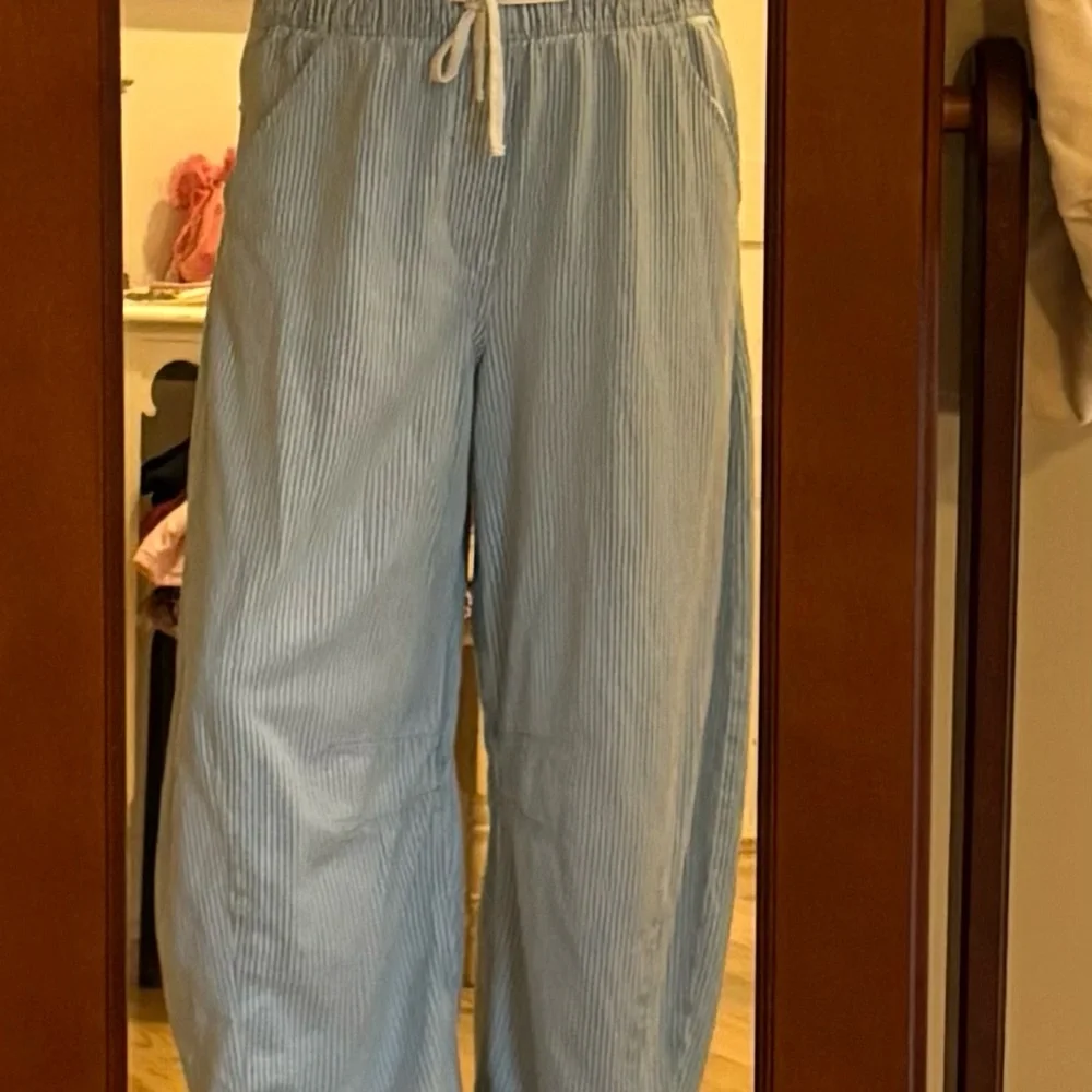 EUC GAP Pull On Barrel Light Blue Striped Pants - Picture 5 of 10
